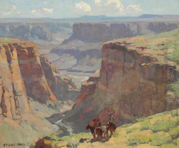 Riders Overlooking Canyon - view 1