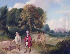 J. M. W. Turner (1775-1851) and Walter Ramsden Fawkes (1769-1825) at Farnley Hall, c.1820-24 by John Robert Wildman