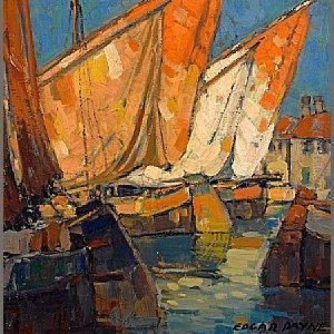 Sailboats Docked At Brittany by Edgar Alwin Payne