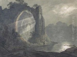 A Ruined Castle By Moonlight by William Payne