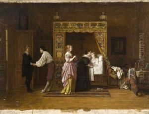 Scene D'interieur Au Xviie Siecle by Charles Francois Pecrus