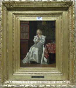 Young Woman In A Silk Dress by Charles Francois Pecrus
