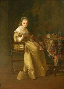 Young Woman With Her Embroidery
