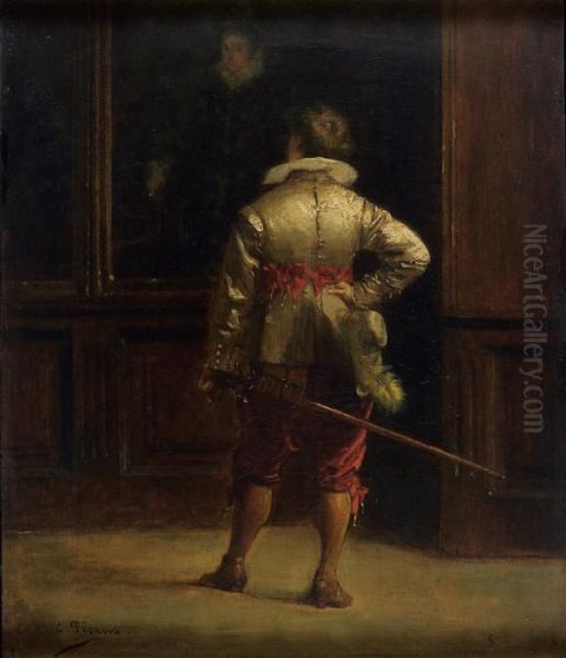 Gentilhomme Dans Une Galerie De Portraits. - view 1