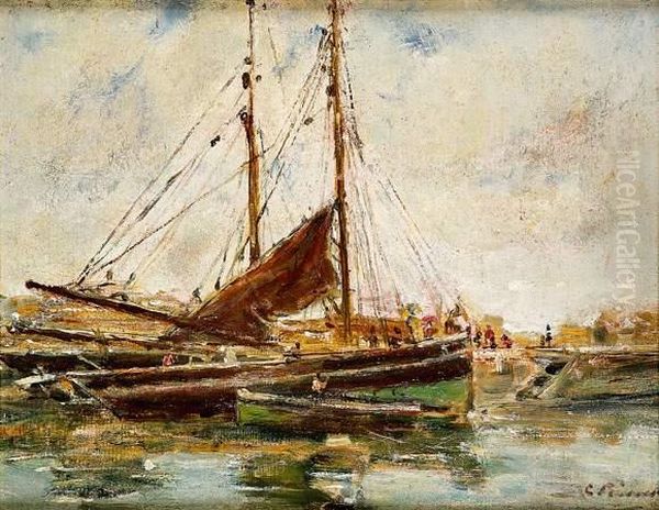 Voiliers Au Port, Circa 1880 - view 1
