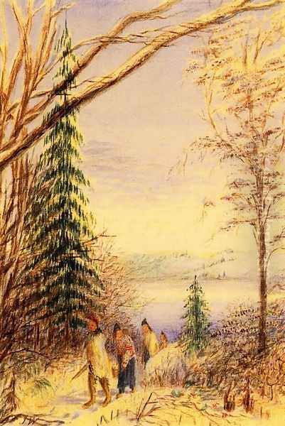 Indians Walking Along a Winter Path - view 1