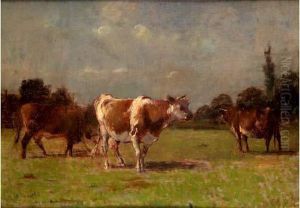Vaches Dans Un Pre by Charles Francois Pecrus
