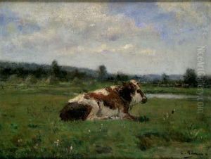Vache Dans Un Paturage Normand by Charles Francois Pecrus
