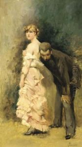 An Artist And His Model by Charles Francois Pecrus