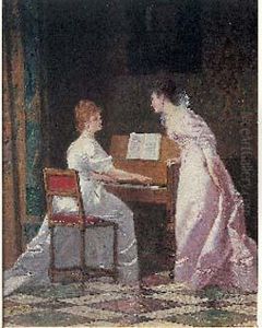 La Lecon De Piano by Charles Francois Pecrus