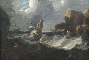 Felsige Meereskuste Im Sturm by Bartolomeo Pedon