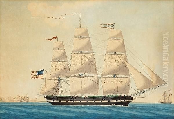The Ship 'new England' Leaving Marseilles;also A Companion Painting (a Pair) - view 1