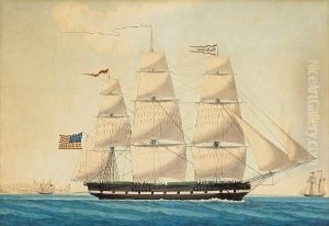 The Ship 'new England' Leaving Marseilles;also A Companion Painting (a Pair) by Joseph Honore Maxime Pellegrin