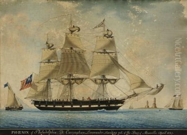 Phoenix Of Philadelphia. D. 
Conyngham Commander, Standing Outof The Bay Of Marseilles, April 1827 - view 1