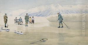 Curling-spieler Auf Zugefrorenem See by Carlo Pellegrini