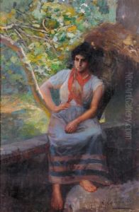 Ritratto Di Fanciulla Seduta by Giuseppe Pennasilico