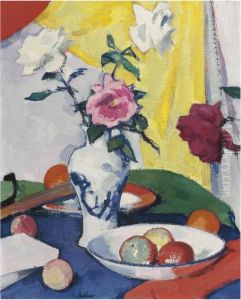 Still Life With Roses, Yellow by Samuel John Peploe