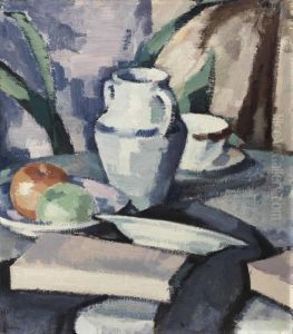Still Life With Vase And Books by Samuel John Peploe