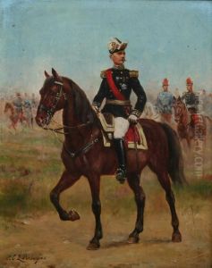 Officer On Horseback by Paul Emile Leon Perboyre