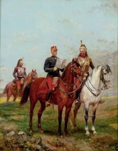 Leader Of The Cavalry Going Over The Plan Of Attack