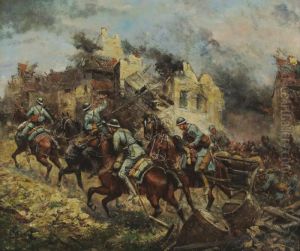 Charge A Cheval Pendant La Guerre De 1914-1918 by Paul Emile Leon Perboyre