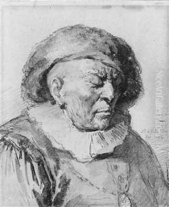 Portrait of an actor closing his eyes, bust-length by Pierre-Alexandre Wille