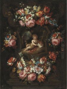 Cartouche With Tulips by Bartolome Perez