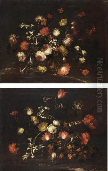 Coppia Di Nature Morte Di Fiori - view 1