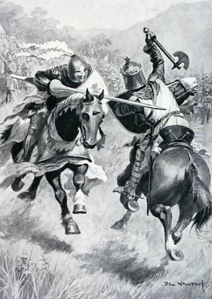 Encounter between Robert Bruce (1274-1329) and Sir Henry de Bohun (1276-1322) illustration from 'British Battles on Land and Sea' edited by Sir Evelyn Wood (1838-1919) first published 1915 - view 1