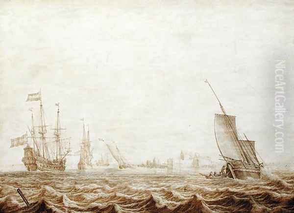 A Wijdschip Lowering Sail in a Choppy Sea, mid-17th century - view 1