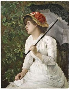 Bildnis Eines Jungen Madchens In Weisem Kleid by Leon-Jean-Basile Perrault