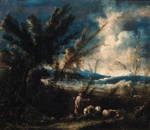 Paesaggio Fluviale Con Pastore Ed Armenti
