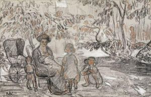 < Femmes Et Enfants Dans Un Jardin >. < Femmes Et Enfants Dans Un Jardin >.