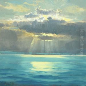 Seascape With Sunlight Through Clouds Seascape With Sunlight Through Clouds