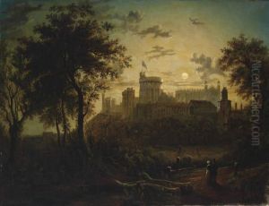 Figures Before Windsor Castle, By Moonlight by Sebastian Pether
