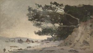 Paysage Cotier, Pins Sur Les Rochers. by Edmond Marie Petitjean