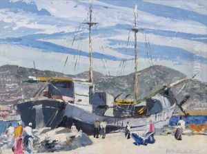 Vecchio Veliero, Porto Di San Remo by Vittorio Petrella Da Bologna
