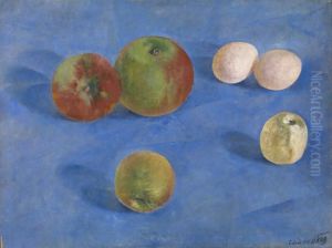Still Life. Apples And Eggs by Kuzma Sergievitch Petrov-Vodkin