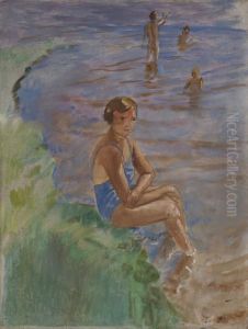 By The Shore Of Lake Ilmen by Kuzma Sergievitch Petrov-Vodkin