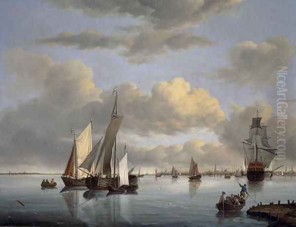 Shipping on the Ijsselmeer with Amsterdam in the distance - view 1