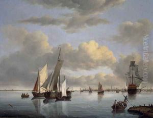 Shipping on the Ijsselmeer with Amsterdam in the distance by Jan Wubbels