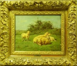 Brebis Et Moutons Au Pre by Aymar Pezant