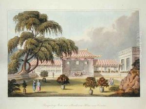 Banqueting Room at a Mandarins House near Canton, from 'Journal of a voyage, in 1811 and 1812 to Madras and China, engraved by J. Clark, published 1814 by Wathen, James