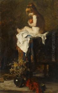 Interior Study With Daughter Of The Artist by Hermann August Philips