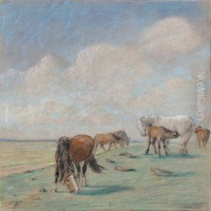 Horses In The Field by Theodor Esbern Philipsen