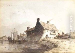 By the fisherman's cottage by Jan Weissenbruch