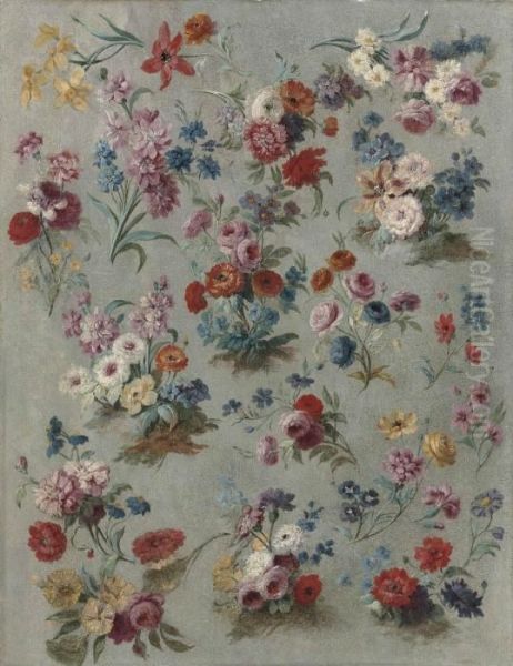 A Study Of Roses, Daffodils, Tulips, Forget-me-nots And Other Flowers - view 1