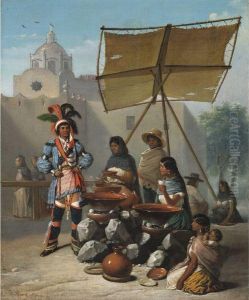 Indio Con Traje De Gala En Puesto De Comida by Edouard Pingret