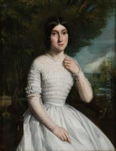 Portratt Av En Ung Dam by Edouard Pingret