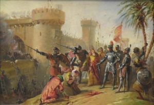 Combat Sous Les Murs D'antioche by Edouard Pingret